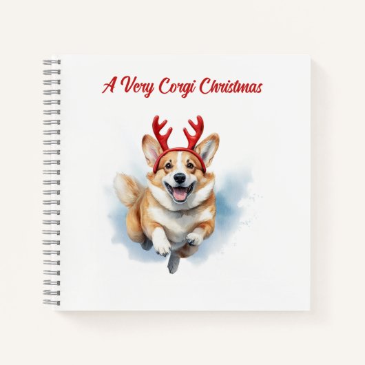 Kerst Corgi met rendiergeweien springend  Notitieboek (Voorkant)