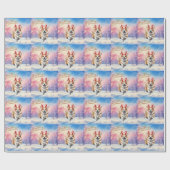 Kerst Corgi Rendiergewei springen in de sneeuw Cadeaupapier (Vlak)