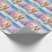 Kerst Corgi Rendiergewei springen in de sneeuw Cadeaupapier (Hoek)