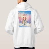 Kerst Corgi Rendiergewei springen in de sneeuw Hoodie (Achterkant)