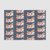 Kerst Corgi Rijk Gesofisticeerd Winter Navy Tissuepapier (Voorkant)