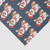 Kerst Corgi Rijk Gesofisticeerd Winter Navy Tissuepapier (Detail)