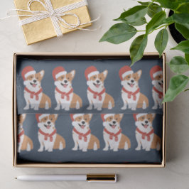 Kerst Corgi Rijk Gesofisticeerd Winter Navy Tissuepapier