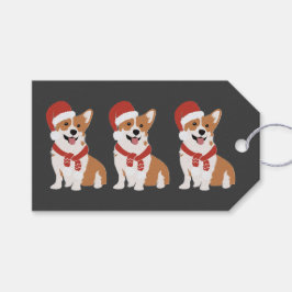Kerst Corgi Rijk Houtskool Elegant Speels Cadeaulabel