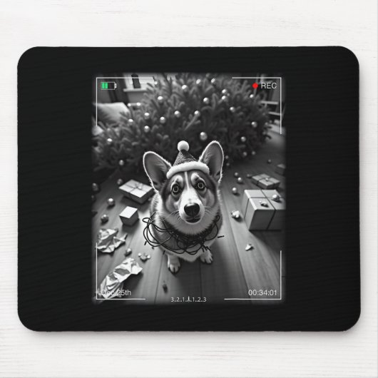 Kerst Corgi Vangen Op Camera Muismat (Voorkant)