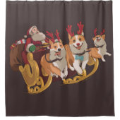 Kerst corgi's douchegordijn (Voorkant)
