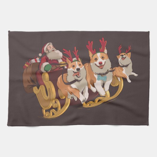 Kerst corgi's theedoek (Horizontaal)