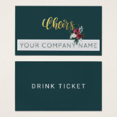 Kerst Corporate Party Donkergroene Drink Ticket Visitekaartje (Voorkant /achterkant)