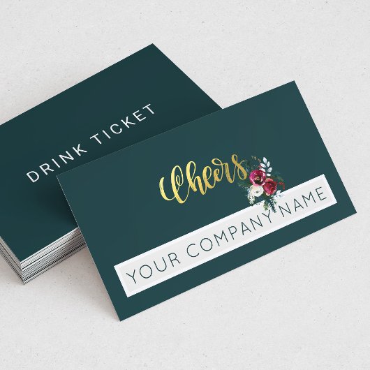 Kerst Corporate Party Donkergroene Drink Ticket Visitekaartje