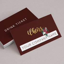 Kerst Corporate Party Donkerrood Drink Ticket Visitekaartje