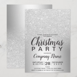 Kerst corporate zilveren glitter ombre folie kaart