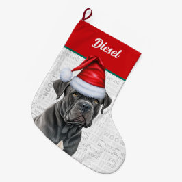 Kerst Corso Hond met Naam Woof Achtergrond Grote Kerstsok