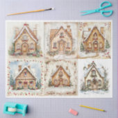 Kerst Cottage Squares Tissuepapier (Craft)