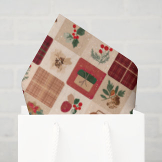 Kerst Cottagecore Geruite Cadeaus en Botanicals Tissuepapier
