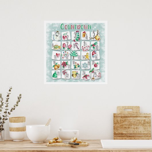 Kerst Countdown Kalender Poster (Keuken)