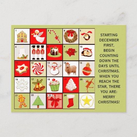 Kerst Countdown wenskaarten Feestdagenkaart (Voorkant)