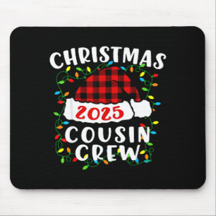 Kerst Cousin Crew 2025 Geruite Kerstman Hoed Xmas  Muismat