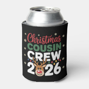 Kerst Cousin Crew 2026 Rendier Sneeuwvlokken Blikjeskoeler