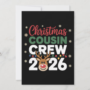 Kerst Cousin Crew 2026 Rendier Sneeuwvlokken Kaart