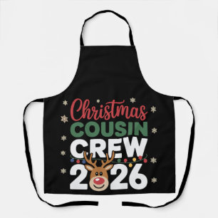 Kerst Cousin Crew 2026 Rendier Sneeuwvlokken Schort