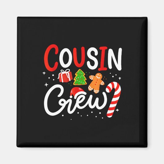 Kerst Cousin Crew Grappige Santa Hoed Licht Kinder Magneet (Voorkant)