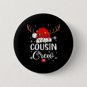 Kerst Cousin Crew Grappige Sinterklaas Hoed Licht Ronde Button 5,7 Cm