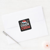 Kerst Cousin Crew Kerstman Hoed Vierkante Sticker (Envelop)