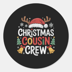 Kerst Cousin Crew Pyjama's Kinderen Meisjes Peuter Ronde Sticker