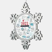 Kerst Covid Vaccine Year Keepsake Tin Sneeuwvlok Ornament (Rechts)