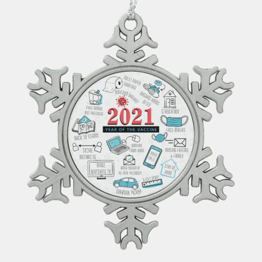 Kerst Covid Vaccine Year Keepsake Tin Sneeuwvlok Ornament (Voorkant)