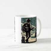 Kerst Cowboy Block Print Koffie Mok (Voorkant rechts)