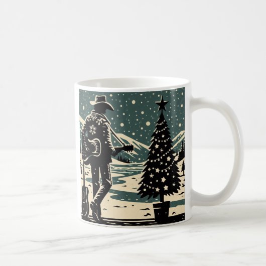Kerst Cowboy Block Print Koffie Mok (Rechts)