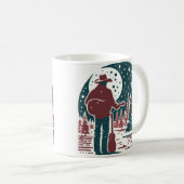 Kerst Cowboy Block Print Koffie Mok (Voorkant rechts)