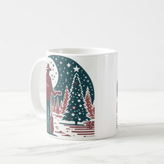 Kerst Cowboy Block Print Koffie Mok (Voorkant links)