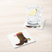 Kerst Cowboy boot Zuidwest Western Kartonnen Onderzetters (Insitu)