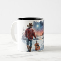 Kerst Cowboy Gitaar Koffie Cup