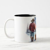 Kerst Cowboy Gitaar Koffie Cup Tweekleurige Koffiemok (Links)