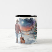 Kerst Cowboy Gitaar Koffie Cup Tweekleurige Koffiemok (Center)