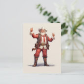 Kerst Cowboy Santa Claus Vintage Briefkaart (Staand voorkant)