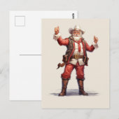 Kerst Cowboy Santa Claus Vintage Briefkaart (Voorkant / Achterkant)