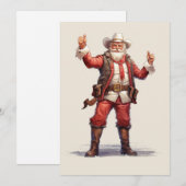 Kerst Cowboy Santa Claus Vintage Feestdagenkaart (Voorkant / Achterkant)