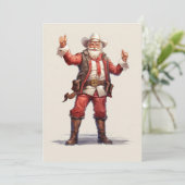 Kerst Cowboy Santa Claus Vintage Feestdagenkaart (Staand voorkant)
