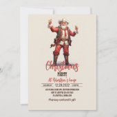 Kerst Cowboy Santa Claus Vintage Kaart (Voorkant)