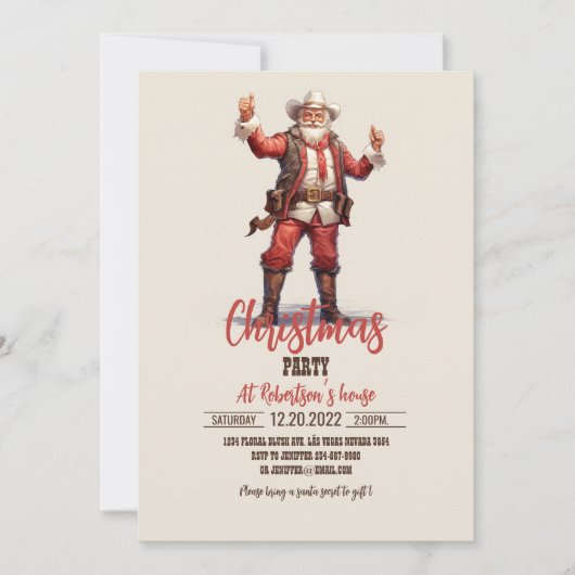 Kerst Cowboy Santa Claus Vintage Kaart (Voorkant)