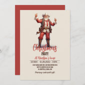 Kerst Cowboy Santa Claus Vintage Kaart (Voorkant / Achterkant)
