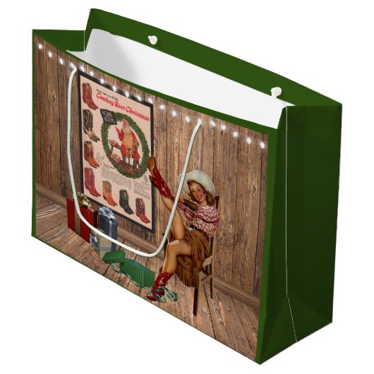 Kerst Cowboylaars Groot Cadeauzakje (Voorkant Gekanteld)