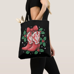 Kerst Cowboylaarzen Hulst Boog Westers Landelijk Tote Bag