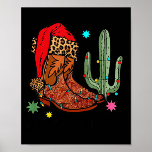 Kerst Cowgirl Laarzen,westerse Kerst Moppige Gi Poster