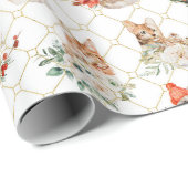 Kerst Cozy patroon met katten en bloemen Cadeaupapier (Rol Hoek)