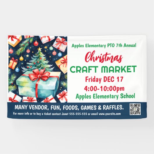 Kerst Craft Market PTO PTA Kerk Banner (Horizontaal)